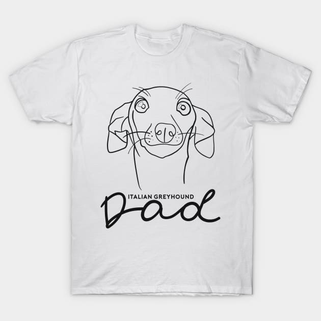 Italian Greyhound dad; with cute cartoon IGGY black line art. T-Shirt by This Iggy Life